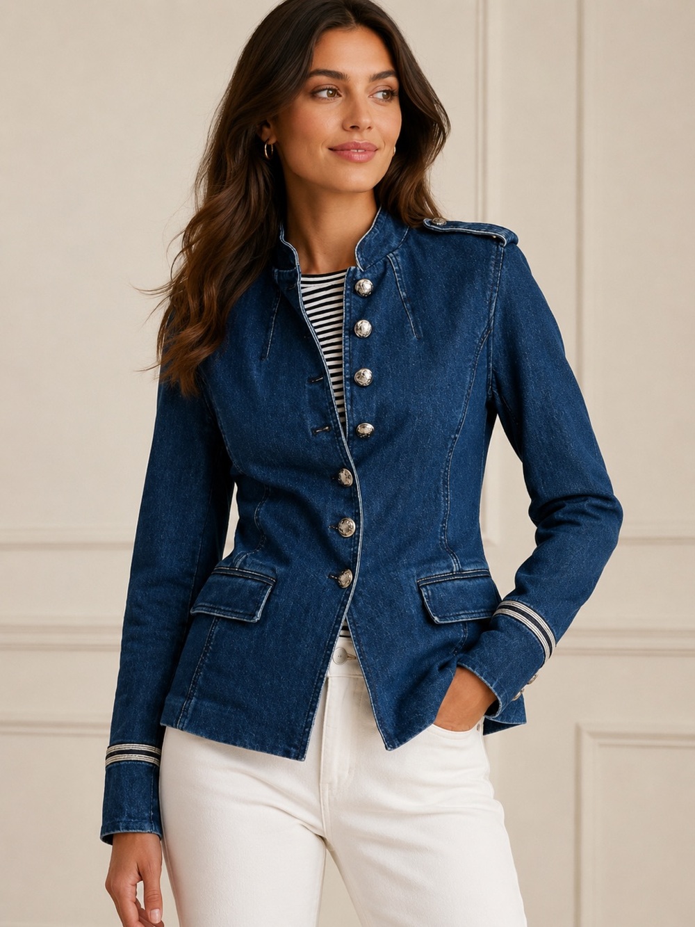 Lauren Ralph Lauren Military-Inspired Denim Jacket – Size 4